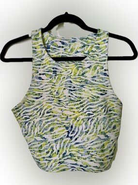 Women's Lime Green & White Printed Athletic Tank Top and Leggings